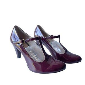 Mary Jane Burgundy Faux Patent Leather Shoes 9 - 9.5